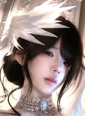 翅膀发夹知更鸟耳羽lo娘天使发饰珍珠棉头饰二次元漫展cos道具女