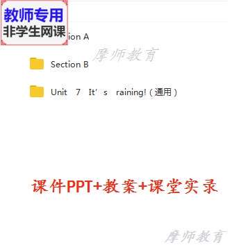 人教英语七下Unit7:It’s　raining!公开课课件PPT教案教师用