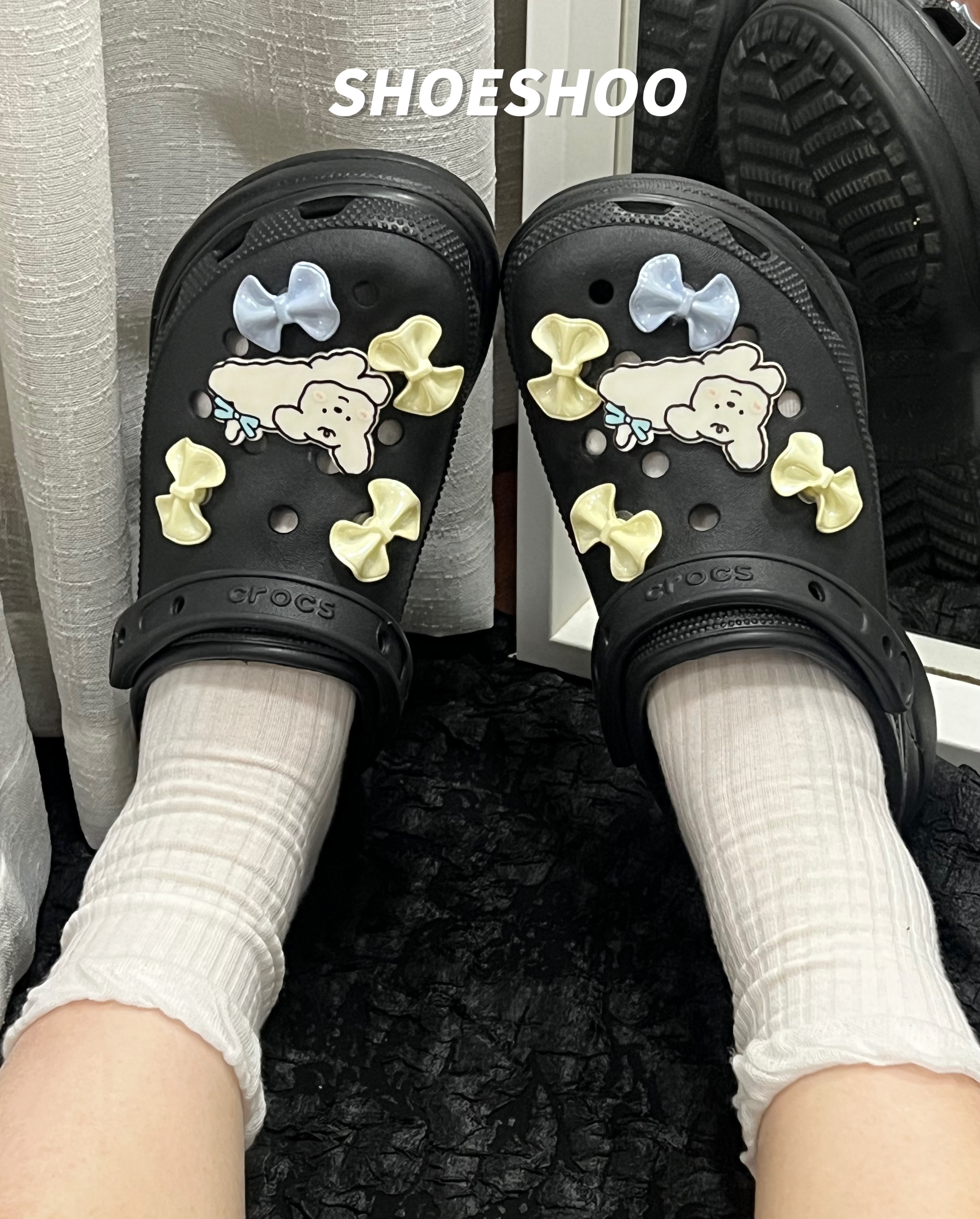快乐小狗| 超可爱甜萌蝴蝶结小狗洞洞鞋鞋花鞋子装饰配件