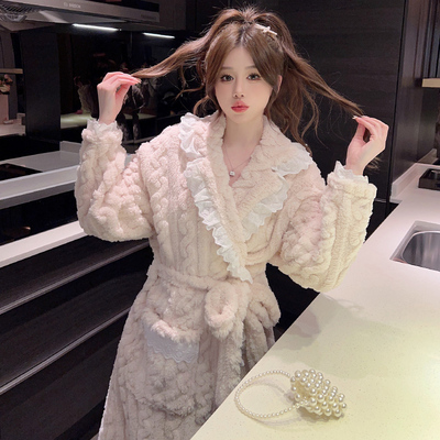 睡袍女珊瑚绒加厚加绒高级感浴袍