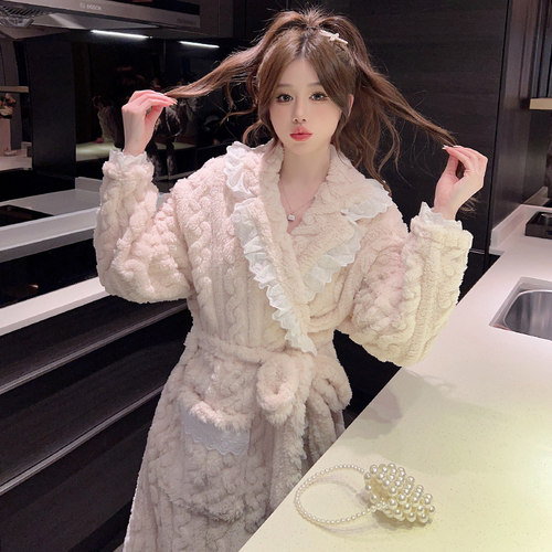 睡袍女珊瑚绒加厚加绒高级感浴袍