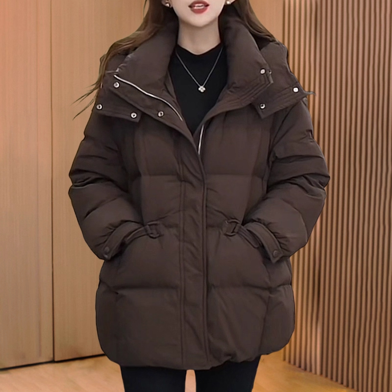 中长款棉服连帽加厚面包服外套