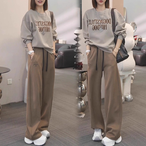 2025超火两件套新款百搭圆领卫衣女百搭宽松休闲裤时尚巨显瘦套装