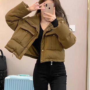 2024秋冬新款短款时尚立领面包服小个子洋气羽绒棉服外套女ins潮