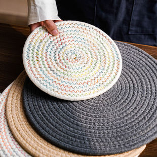 清仓 手工编织日式棉线餐垫杯垫碗盘锅垫北欧简约棉麻加厚隔热垫