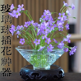 创意玻璃球剑山插花器现代简约家居茶席装饰品小众高级感水培花留