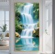 实木卷轴铝合金晶瓷瀑布流水生财风水画走廊轻奢简约装 饰玄关挂画