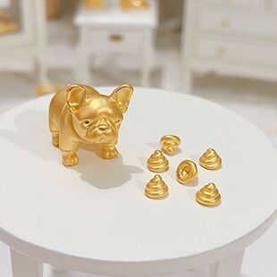 黄金色法斗犬狗狗摆件粑粑臭臭开运摆件创意有趣个性饰品