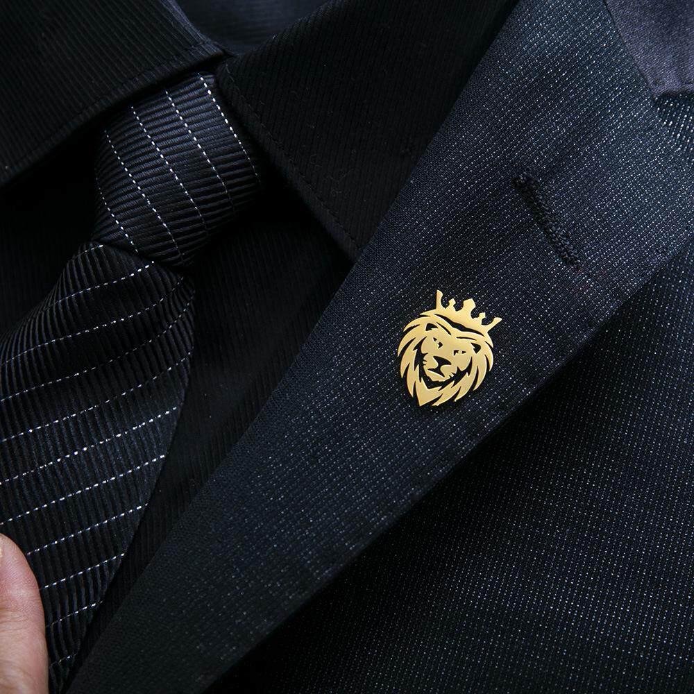 个性朋克狮子不锈钢胸针男士婚礼派对配饰新郎西服翻领针徽章胸针