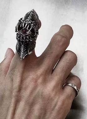 霸气个性恶魔吞噬之眼戒指 开口关节戒指环可活动朋克盔甲戒指
