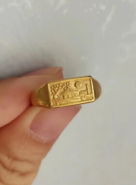 仿民国时期风格铭刻戒指古风汉服穿搭新中式汉元素高颜值指环