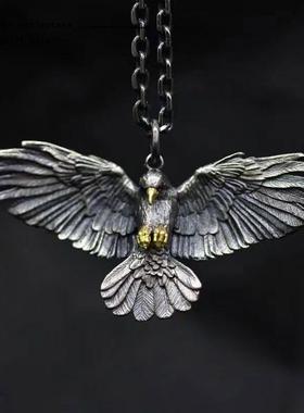 个性复古渡鸦乌鸦鹰嘻哈项链