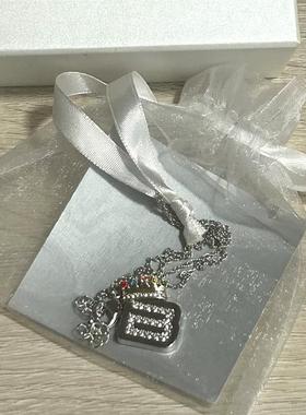 BIGBANG欧美风嘻哈B字母彩色水钻吊坠项链 应援周边潮人T恤项链