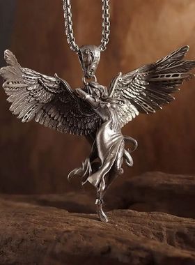 男士雅典娜女神天使珍珠链项坠