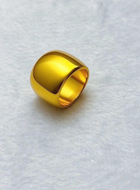 霸气15MM金色高级老板戒指 爆款精工大扳指简约轻奢百搭指环