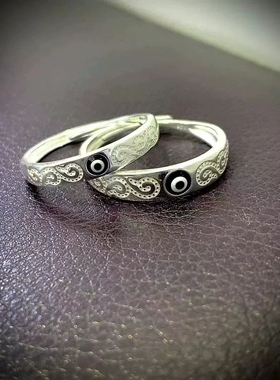 复古新疆情侣戒指对戒个性ins民族调节开口食指环网红小众潮流