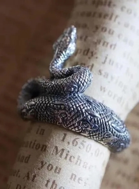 中性哥特酷帅小众时尚蛇形开口戒