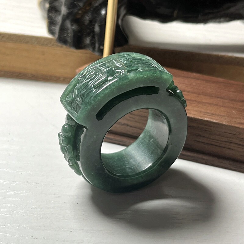 玉工厂A货翡翠男款扳指带证