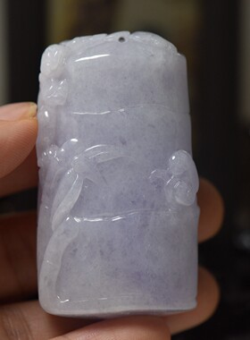 翡翠玉石节节高竹子吊坠 缅甸玉器竹节珠宝首饰 保真送证书