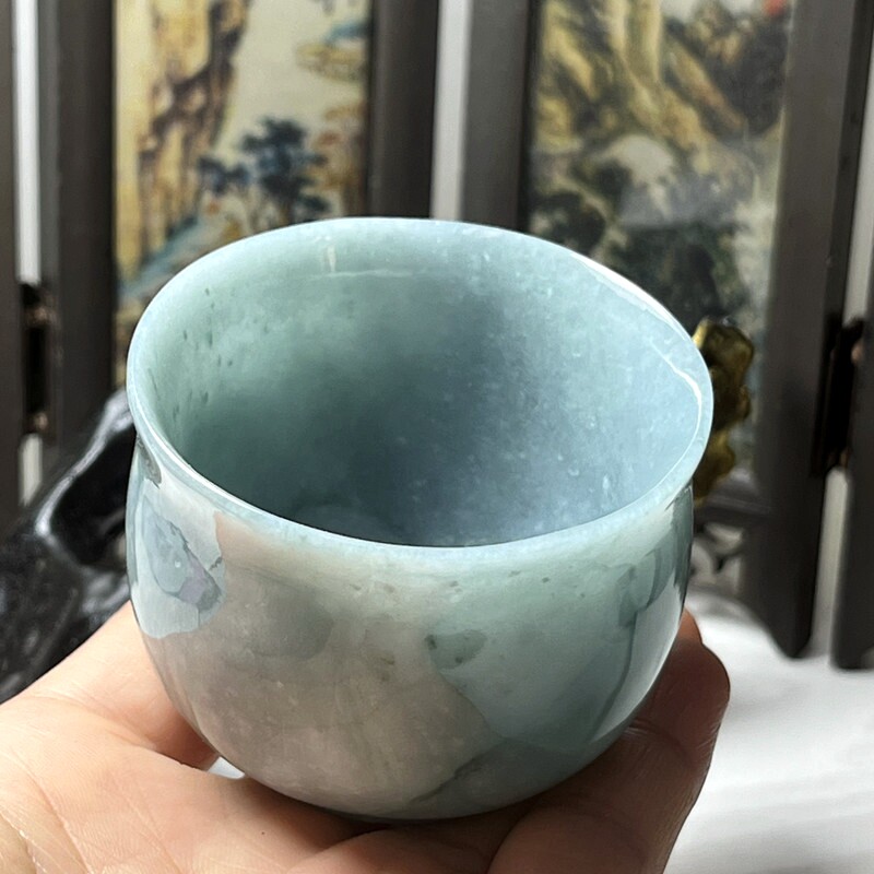 天然翡翠A货玉石茶杯酒杯功夫茶具高档玉杯单个主人杯玉器带证书