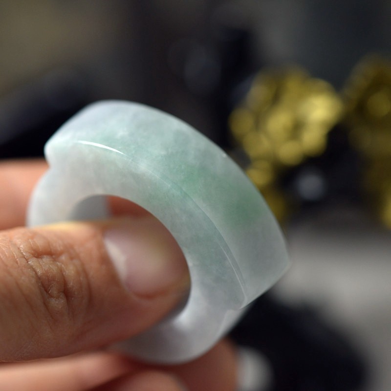 缅甸天然翡翠A货玉石戒指扳指指环男款玉器扳指带证书内径21.6mm