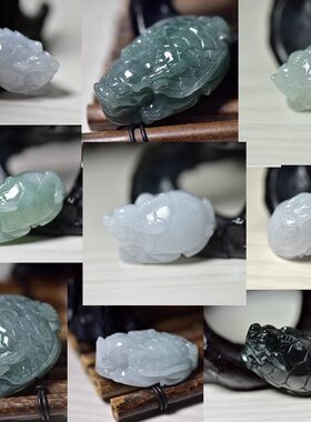 龙龟吊坠翡翠A货玉雕龙头龟