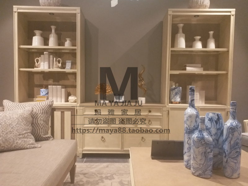 上海美式实木复古田园风电视柜