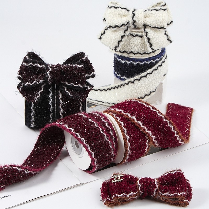 粗纺浮毛波浪花边闪丝织带 手工蝴蝶结diy材料 鲜花礼盒草帽绑带