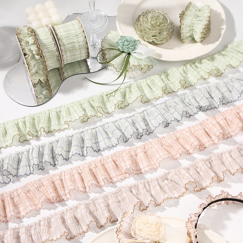 1码/3码芽边皱褶格子雪纺织带装饰裙边丝带DIY发饰蝴蝶结花边纱带,纺织面料/辅料/配套,织带/丝带/缎带,淘宝优惠券,粉丝福利购,淘宝优惠卷