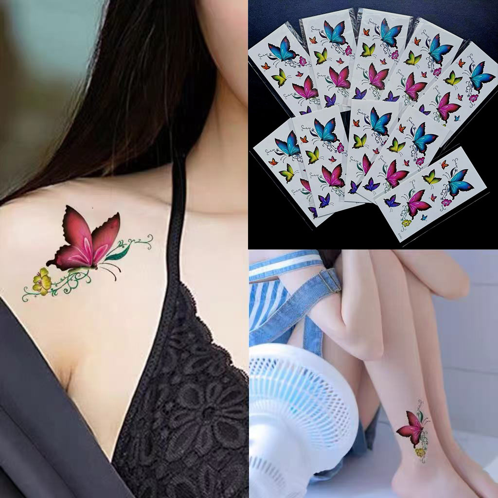 彩色蝴蝶女款锁骨脚踝暂时性防水化妆/美容工具