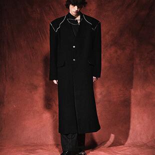 【XSPACE】RICHILL MELANCHOLY羊毛毛呢夹棉过肩链条垫肩重磅大衣