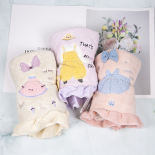 阿里郎卡通刺绣毛巾少女可爱荷叶边吸水速干洗头巾加厚不掉毛手巾
