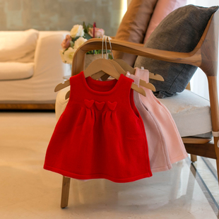 女童春秋外穿洋气背心裙2025新款宝宝韩版甜美针织马甲裙小童毛衣