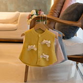 女童春秋甜美毛衣马甲2026新款 马夹外套 婴儿宝宝针织背心小童开衫