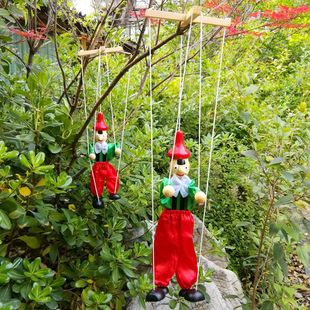 木偶手提人匹诺曹大号小号手工木制提线长鼻子小丑拉线人益智玩具