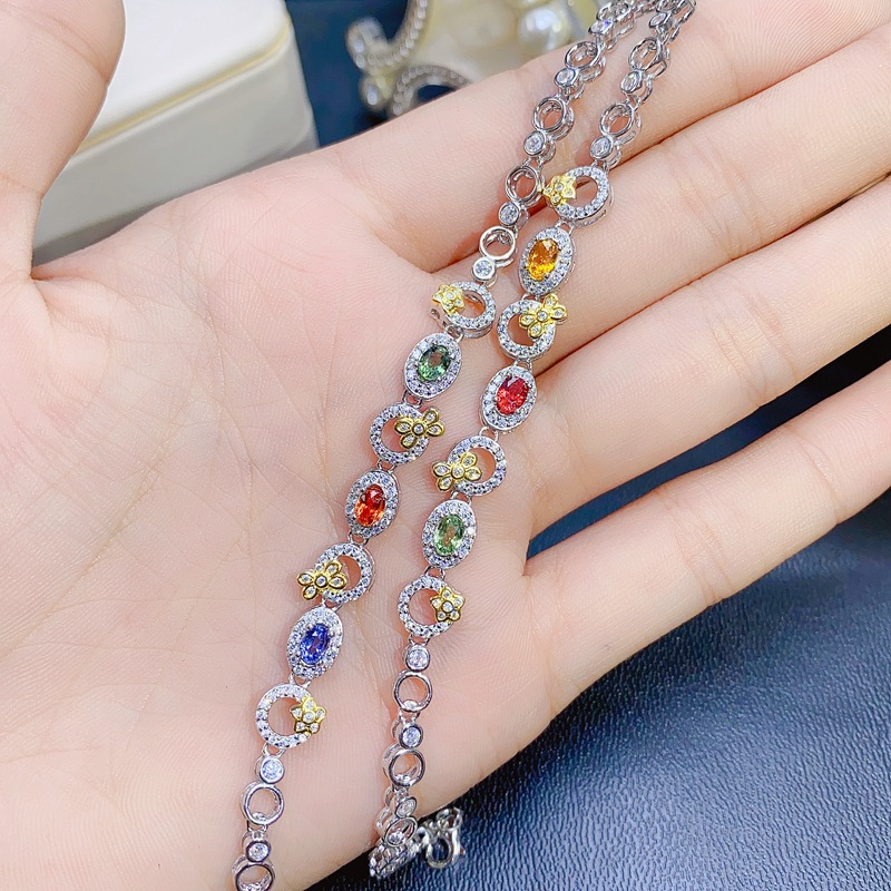 【觅恋珠宝】天然彩蓝宝石手链