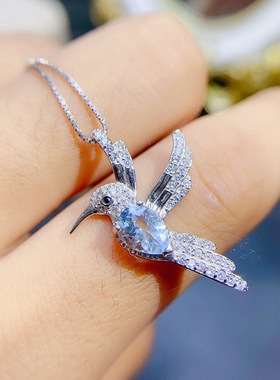 天然托帕石小鸟吊坠清新甜美小众