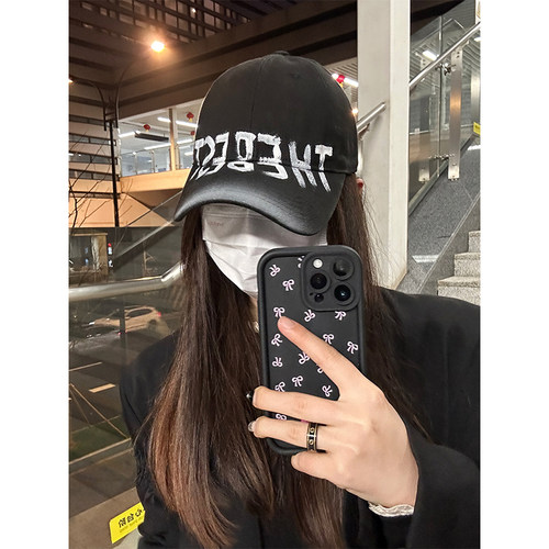 美式复古字母涂鸦显脸小棒球帽