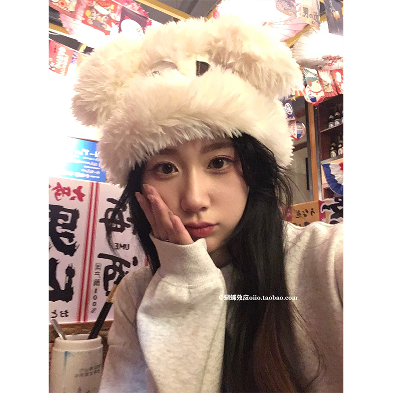 搞怪卡通超级显脸小毛绒帽子