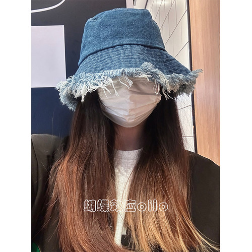 防晒大帽檐水洗毛边渔夫帽