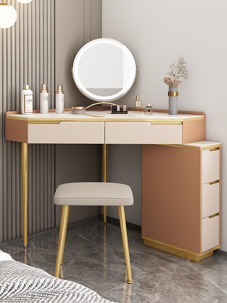 三角形墙角梳妆台轻奢转角现代简约小户型卧室岩板拐角化妆桌三角