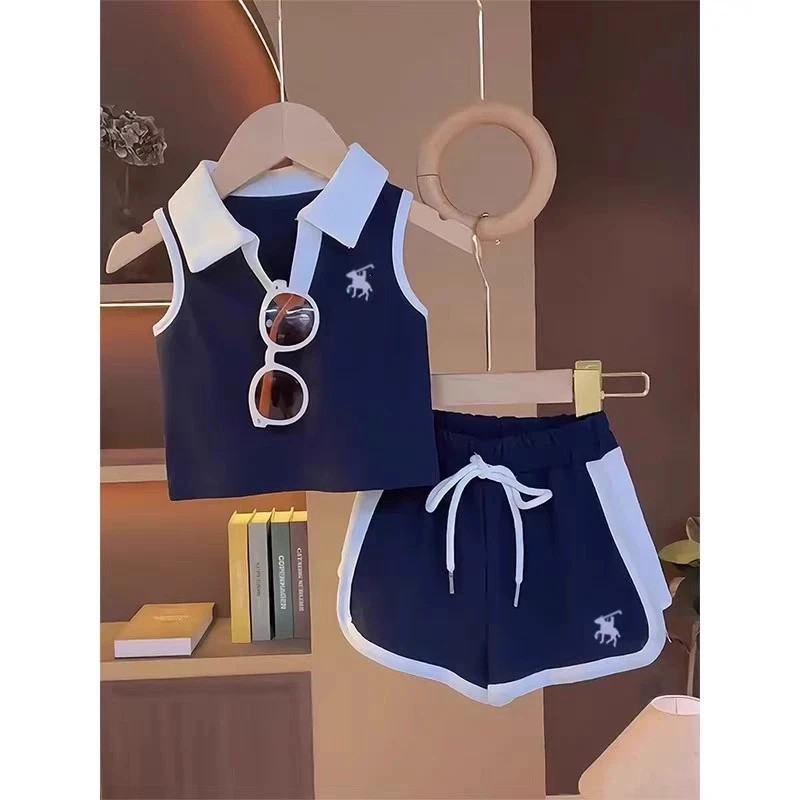 儿童新款POLO衫短裤两件套女童韩版夏季户外运动套装薄款夏装