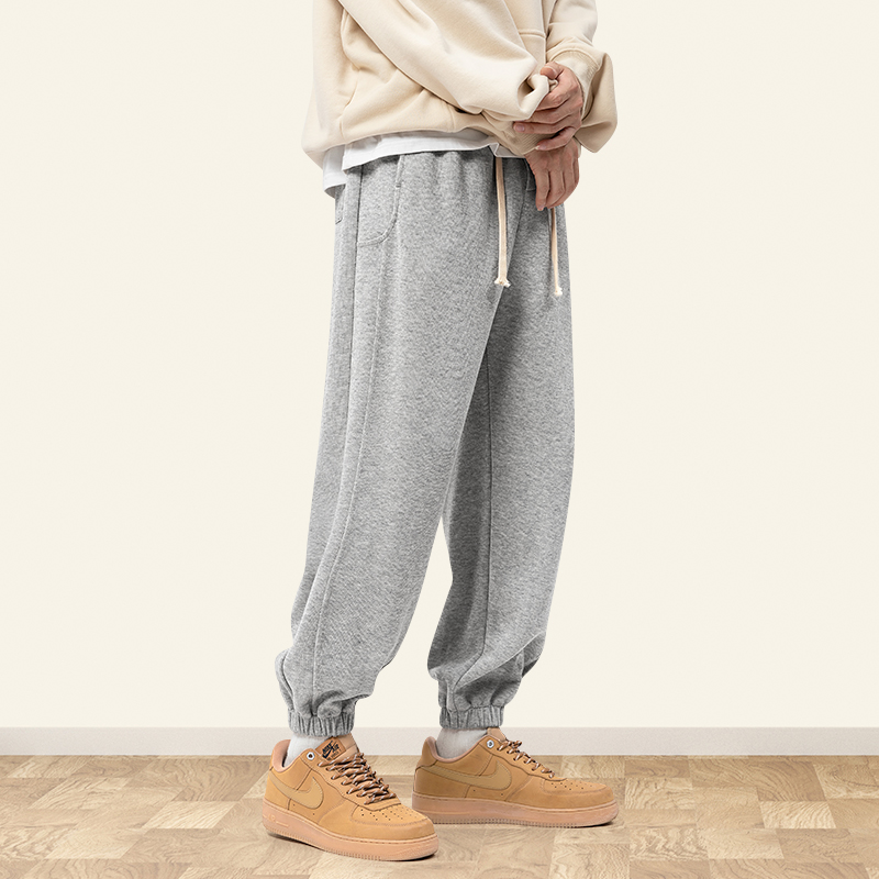 运动裤男灰色束脚卫裤男士韩版潮牌宽松秋冬季新款加绒休闲长裤子