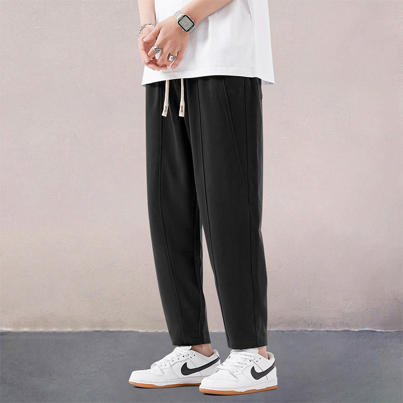 运动裤男士春季休闲卫裤子男直筒针织小脚裤夏季美式潮宽松九分裤