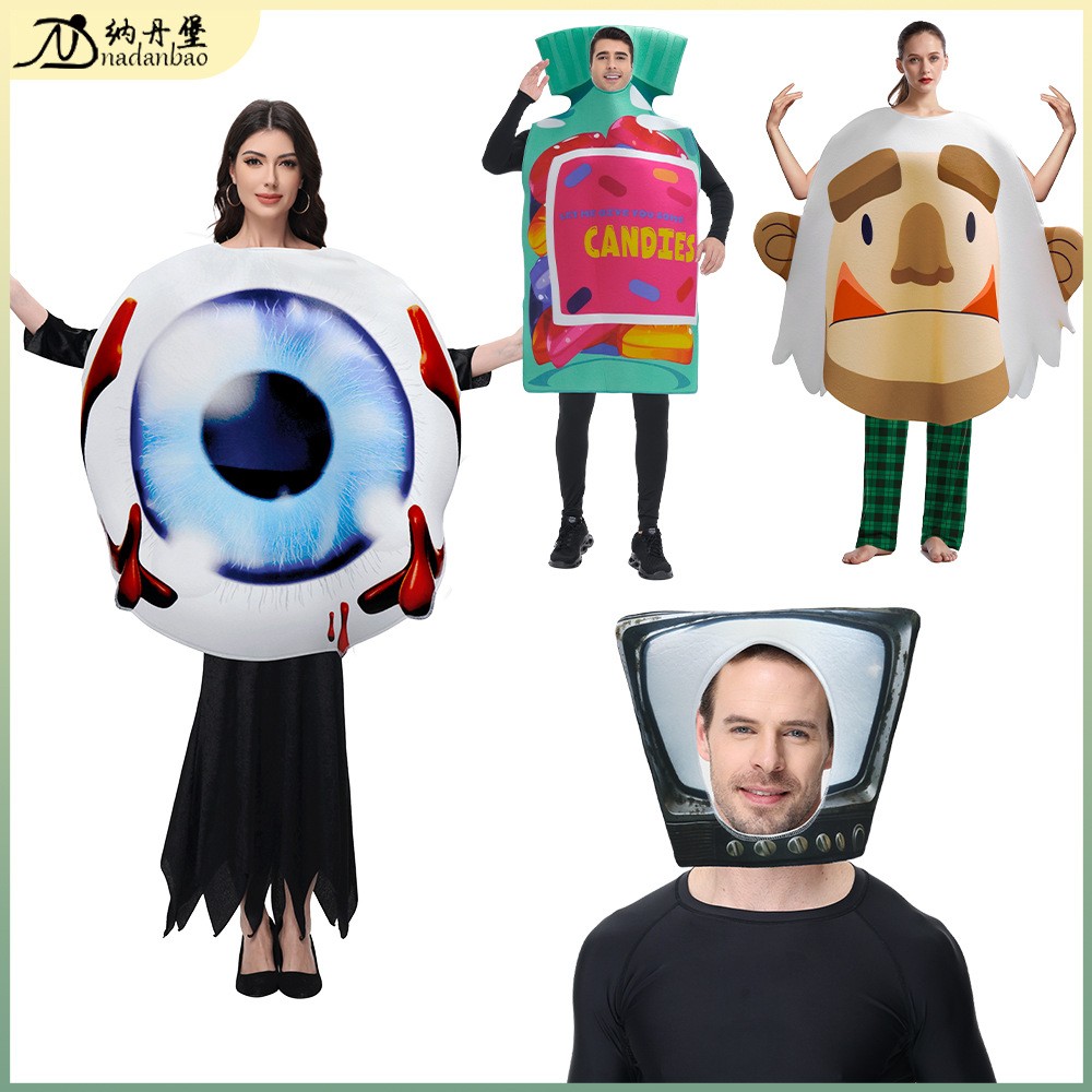 万圣新品表演派对服成人欧美舞台雪怪眼球道具服海绵印花cos服装