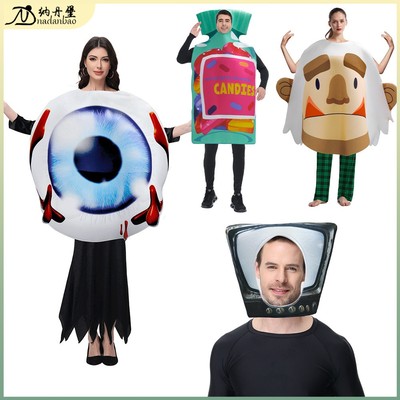 万圣新品表演派对服成人欧美舞台雪怪眼球道具服海绵印花cos服装
