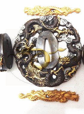 纯铜鎏金刀镡/日本武士配件/护手/精品装具