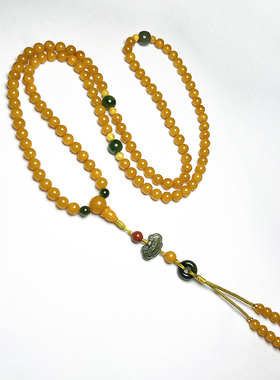 【矿姐来了】老蜡圆珠和田玉108H0808025-XLBZ