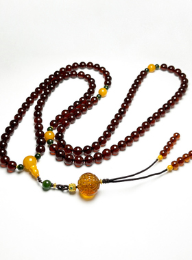 【矿姐来了】血珀圆珠大黑天108H0807013-XLBZ