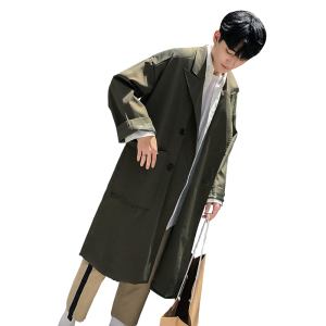 20秋季潮品时尚宽松男风衣长款宽松韩版男风衣潮男款风衣D43P140图片